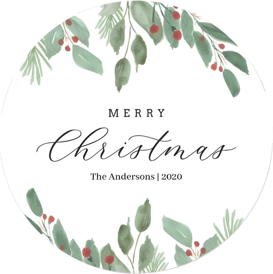 Custom Stickers for Weddings, Birthdays & Businesses - Personalized Labels with Your Logo - Waterproof, Fade and Heat Resistant - Pack of 100-1000 (Wreath F, 3.5 Inch)