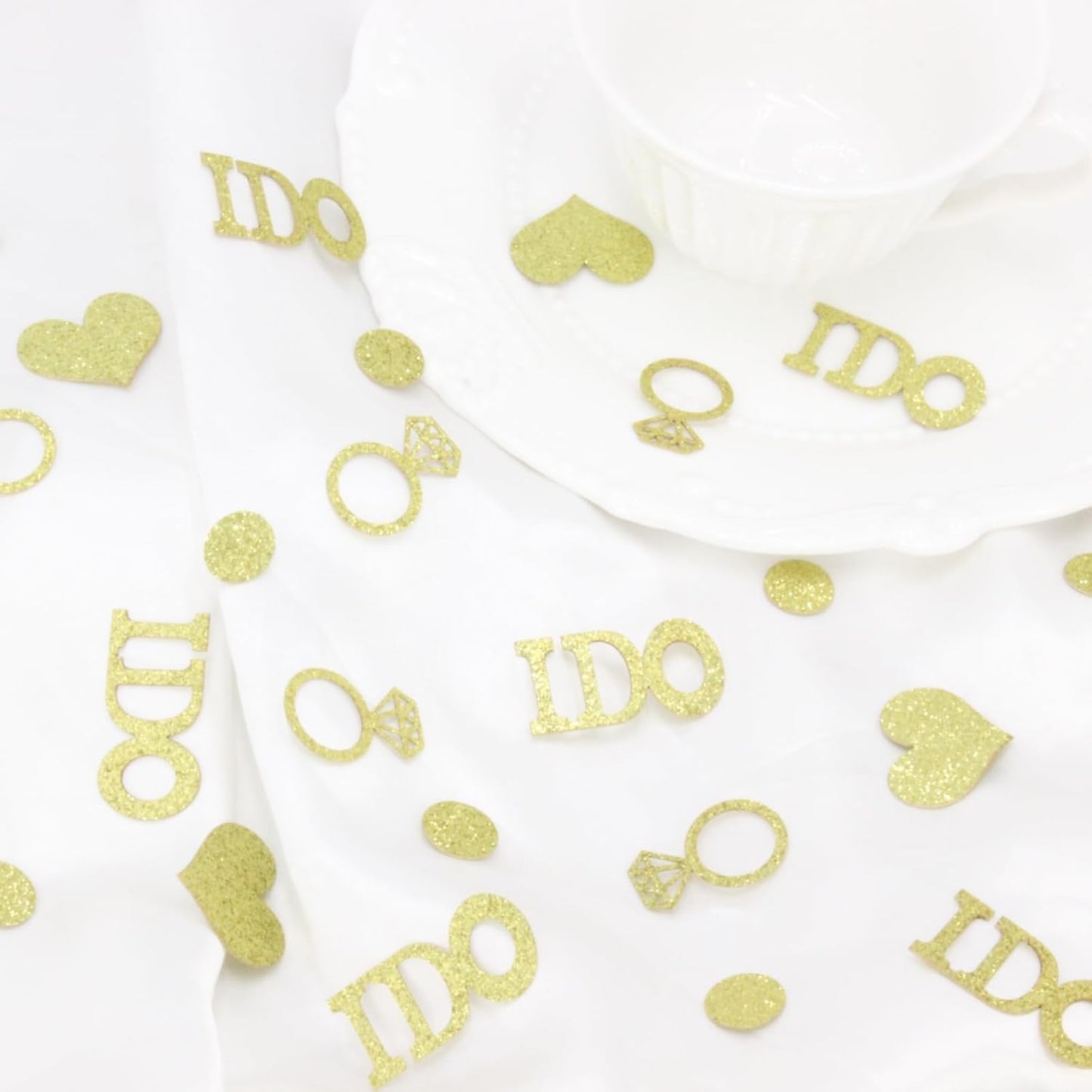 Wedding Confetti, Engagement Confetti for Wedding Shower Decorations, Bridal Shower Confetti for Bridal Shower Decorations, 160 PCS Glitter Gold I DO Confetti for Engagement Table Decorations