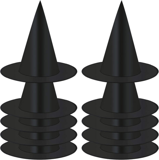 Elcoho 10 Pack Halloween Costume Witch Hat Accessory for Holiday Halloween Party, Black