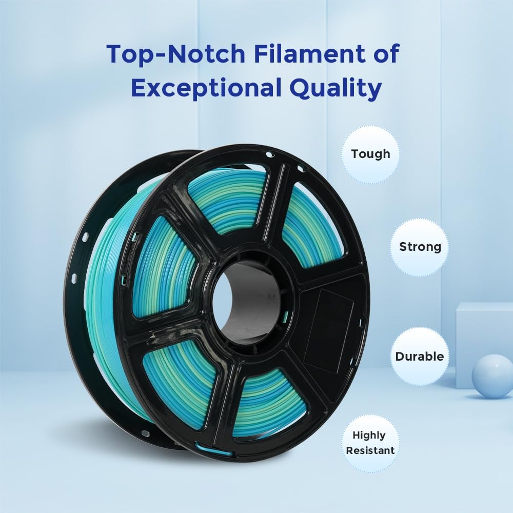 FLASHFORGE 3D Printer Filament Gradient Color Change PLA Filament 1.75mm, 1KG Spool (2.2lbs), Dimensional Accuracy +/- 0.02mm, Better Tenacity & No Knotting 3D Printing Filament (Blue&Yellow)