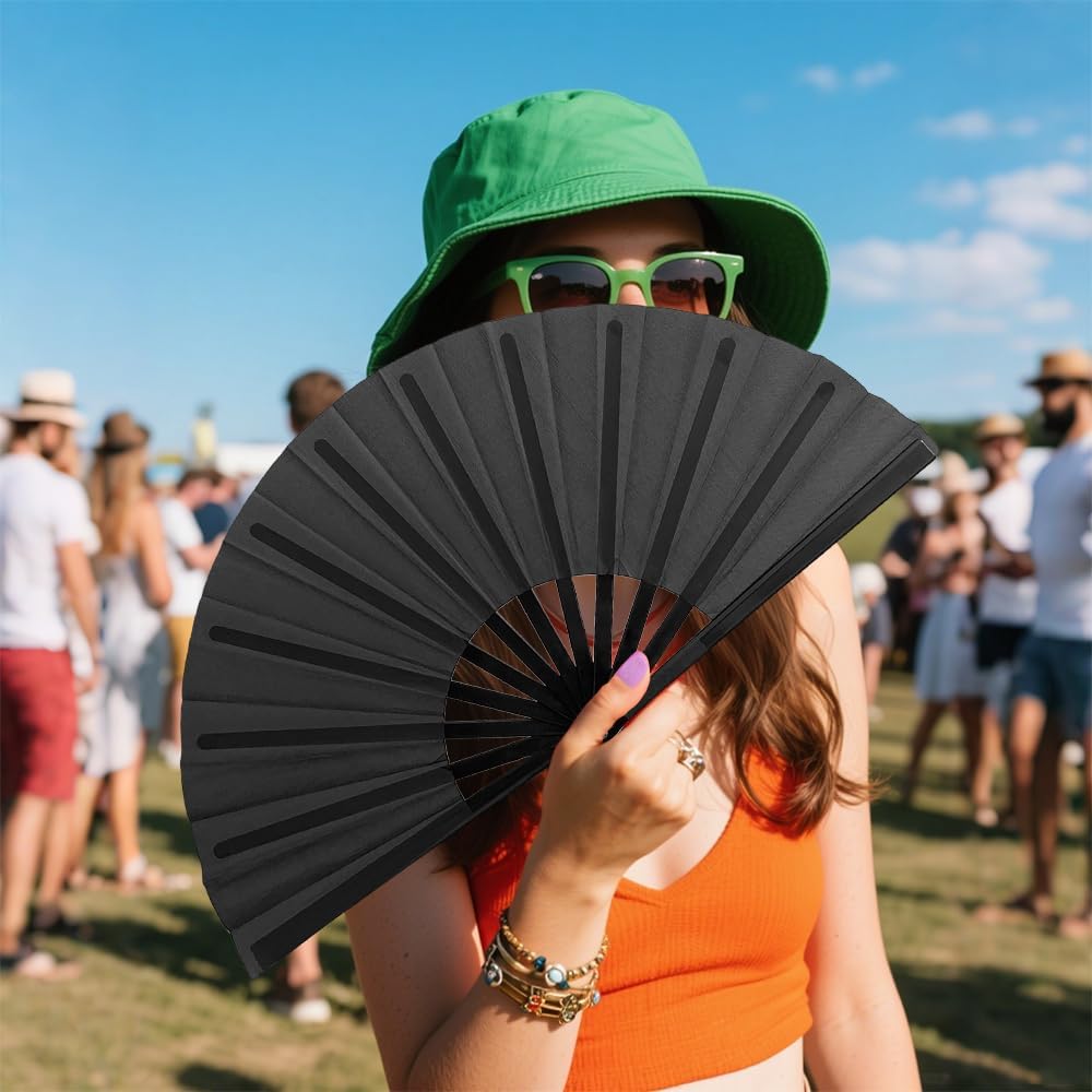 13inch Large Clacking Fans for Line Dancing, Boots on the Ground Hand Rave Fan, Big Portable Folding Fans for Outdoor, Party, Decoration