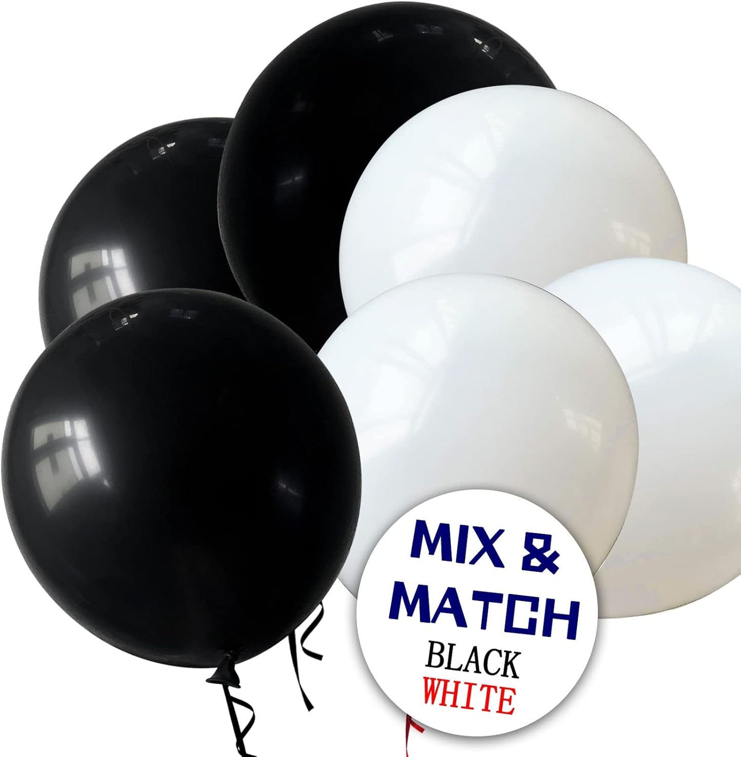 110pcs Black Balloon 12 inch, Black Latex Balloons for Birthday Party Baby Shower Wedding(with 2 Ribbons).