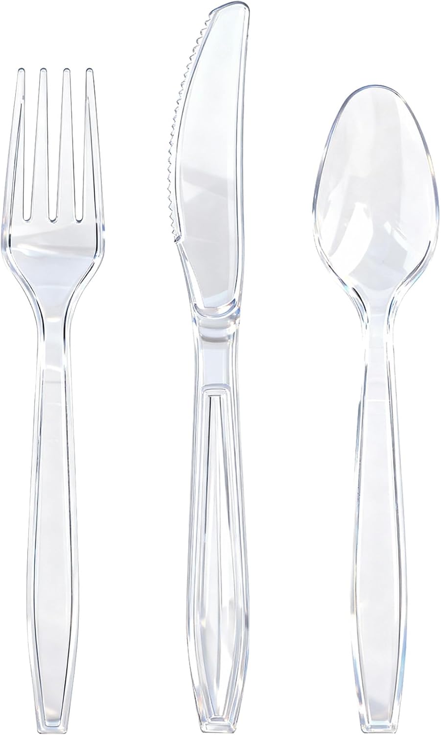 400 Count Heavy Duty Clear Plastic Silverware, 160 Forks, 160 Spoons, 80 Knives, BPA-Free and Heat Resistant, Disposable Cutlery set, Premium Clear Utencils for Party and Daily Use