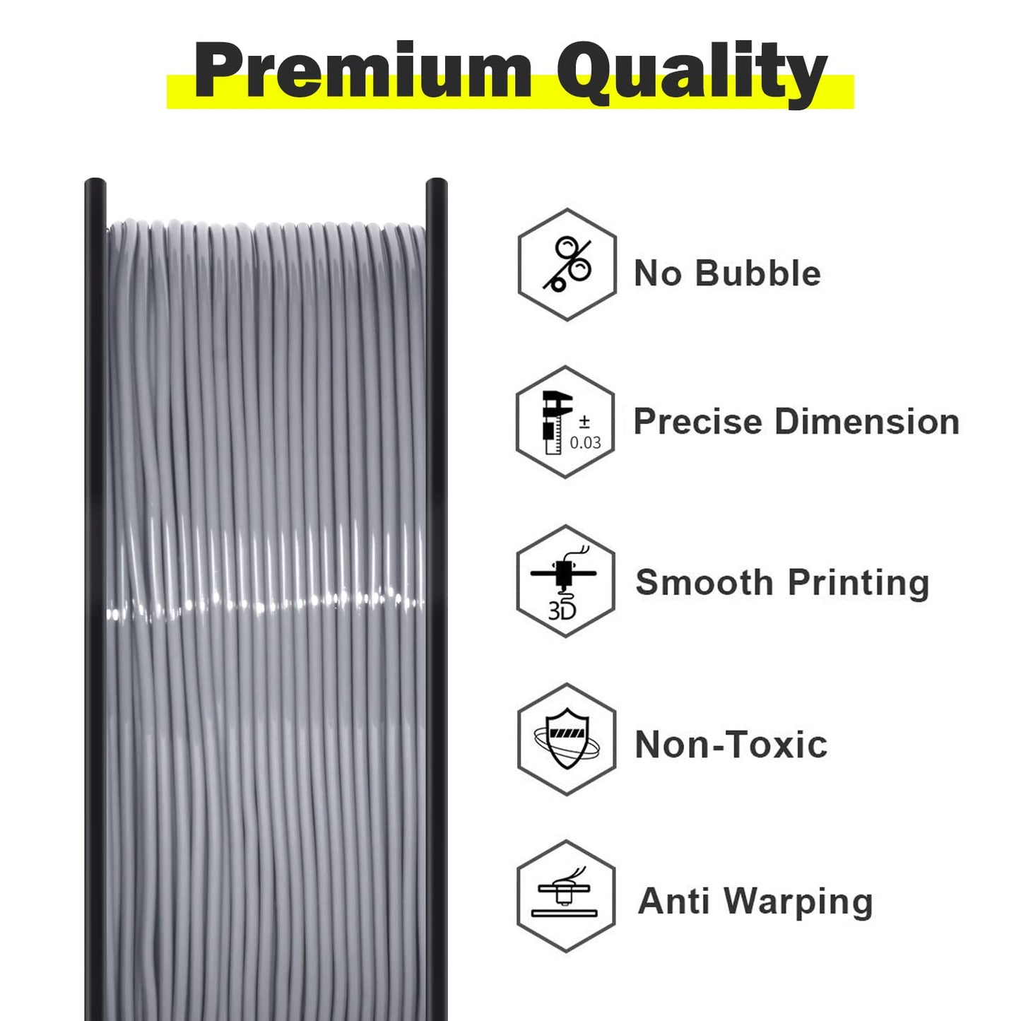 Geeetech TPU Filament 1.75mm – 95A Flexible 3D Printer Filament with High Elasticity, 1KG (2.2lbs) Spool, Dimensional Accuracy ±0.03mm, Fits Most FDM Printers (Grey)