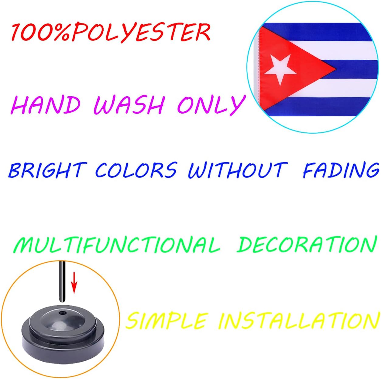 WXTWK 2 Pack Cuba Flag Cuba Deluxe Desk Flag Set - Mini Small Cuban Table Office Flags with Black 12" Solid Pole Stand Base Classroom Meeting Desktop Decorations