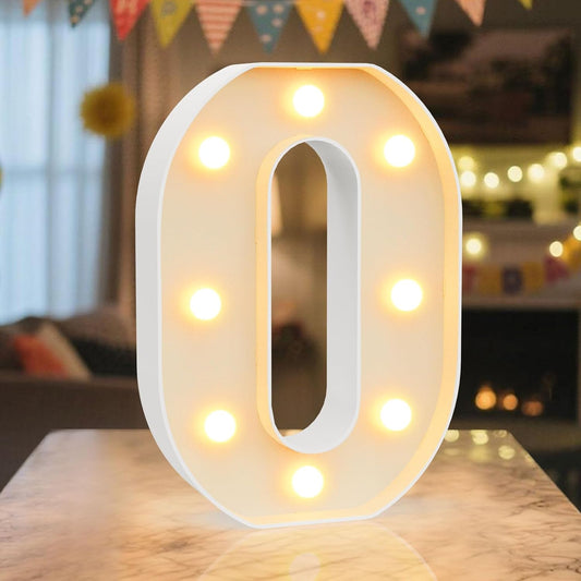LED Marquee Light Up Numbers Sign - Lighted Birthday Numbers Sign for Birthday Party Decoration, Bar Wall, Home, Table Room, Wedding and Christmas Decorations, Number 0