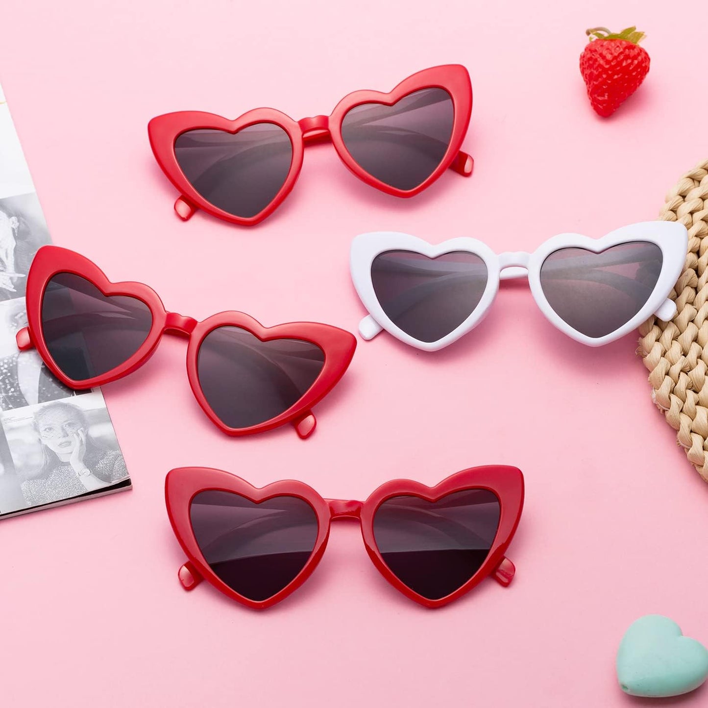 Bachelorette Party Favor Sunglasses 6 Pack,Retro Cat Eye Heart Sunglasses for Women,Bridesmaid Proposal Gifts