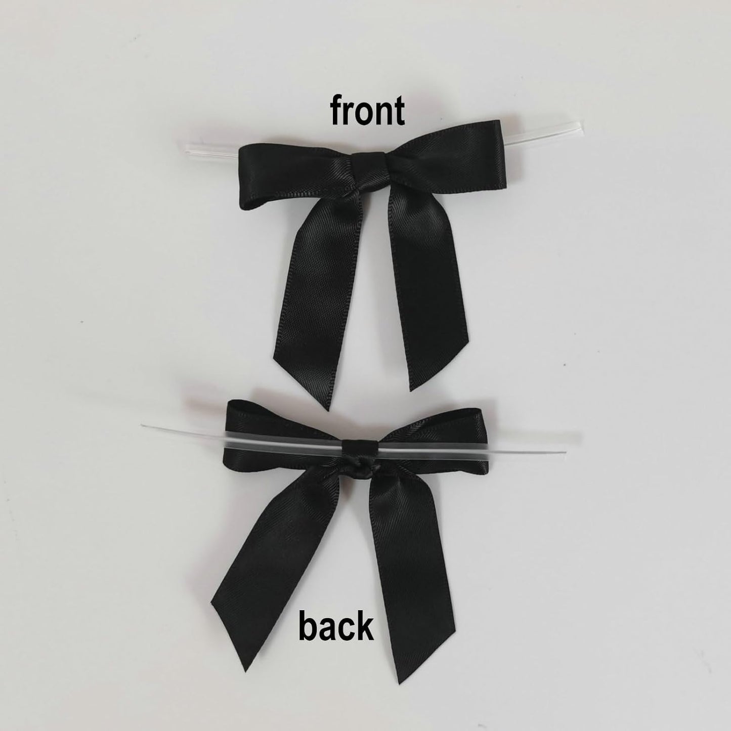 50pcs 2-1/2" Black Satin Ribbon Bows with Twist Tie Bows for Christmas Gift Packing&Wrapping (Black)