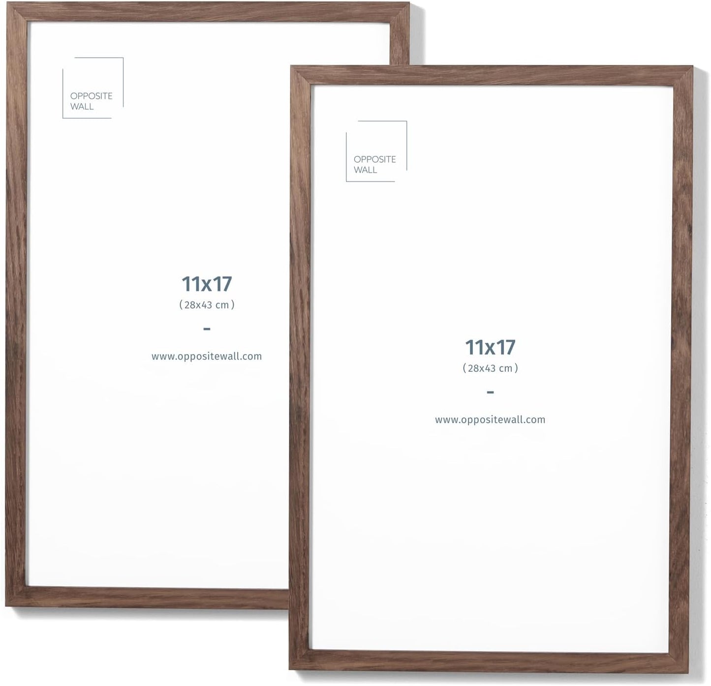 Opposite Wall - 11x17 in - Dark Solid Oak Wood Picture Frame - Lightweight, Versatile & Shatterproof - Wall Hanging Poster or Photo Frame - Wall Decor for Office, Gallery & Home - 2 Pack