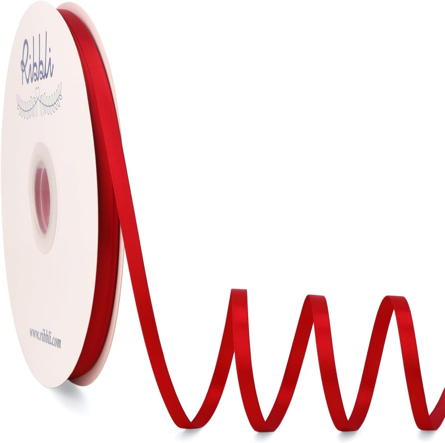 Ribbli Red Satin Ribbon Double Faced Satin 1/4 Inch x Continuous 100 Yards-Red Ribbon for Gift Wrapping Crafts Wedding Decoration Bows Bouquet Floral Arrangement