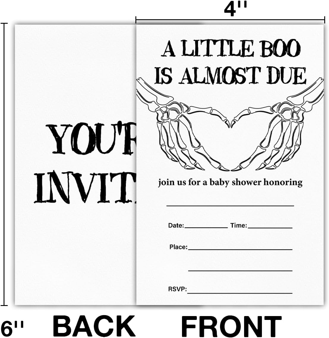 Halloween Baby Shower Party Invitations, Gothic Skeleton Spooky Baby Shower Party Fill in Invites Cards With Envelopes (20 Count) Double Sided Design, a Little Boo Is Almost Due