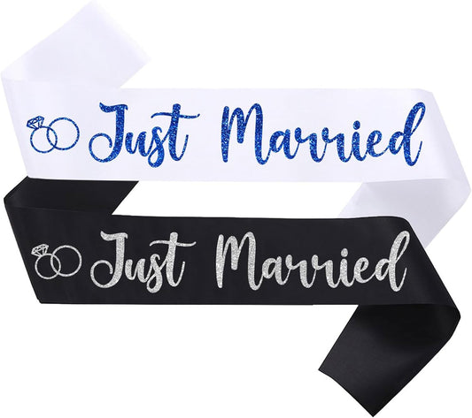 2 Pcs Bride to Be Sash and Groom to Be Sash Just Married Bachelorette Party Sashes for Wedding Bridal Shower Decorations Engagement Gifts,White Blue