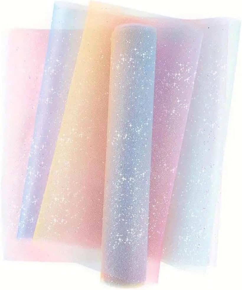 Pastel Tulle Organza Fabric Rolls 12" by 10 Yards Colored Sheer Fabric Ribbon for Table Runner DIY Tutu Skirt Birthday Party Wedding Decorations Christmas Craft Packaging Supplies