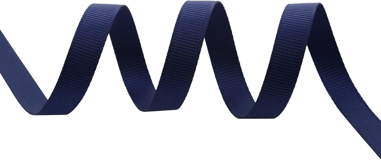 ITIsparkle 3/8" Inch Grosgrain Ribbon 50 Yards-Roll Set for Gift Wrapping Scrap Books Party Favor Hair Braids Baby Shower Decoration Cake Decoration Floral Arrangement Craft Supplies, Navy Ribbon