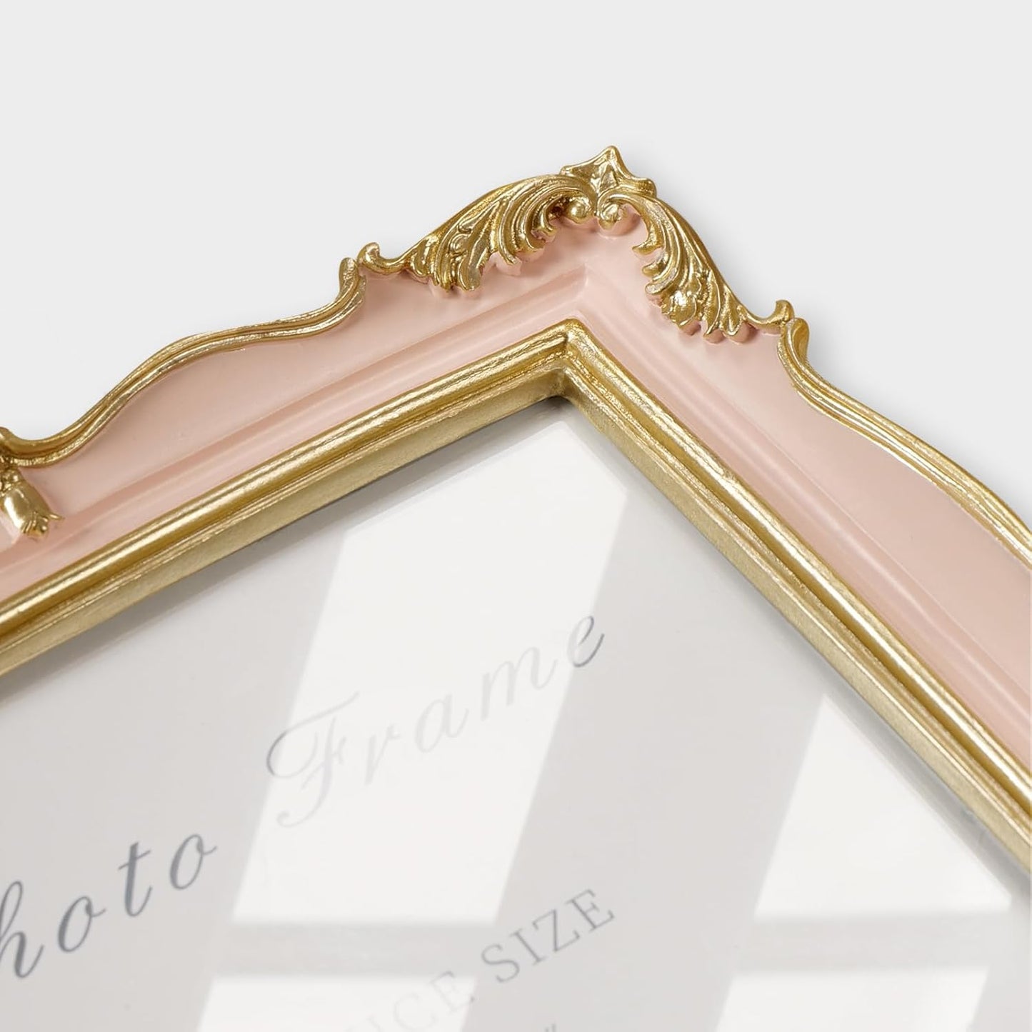 Cuspin 4x6 Vintage Picture Frame Pink and Gold Photo Frame, 4 by 6 Picture Frames Ornate Textured Hand-Crafted Resin with Glass Front for Tabletop Display, Retro Design Home Decor