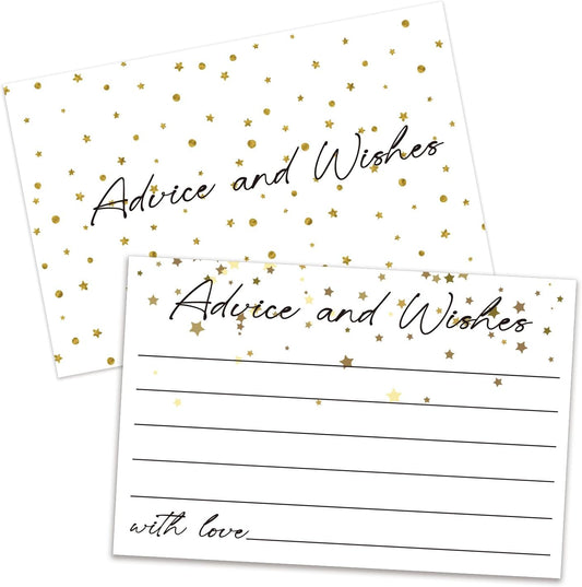 Advice and Wishes Cards, Double-sided Blank Cards with Star Suitable for Wedding Reception, Bridal Showers, Mr and Mrs, Baby Shower, Graduation, Pack of 25-05