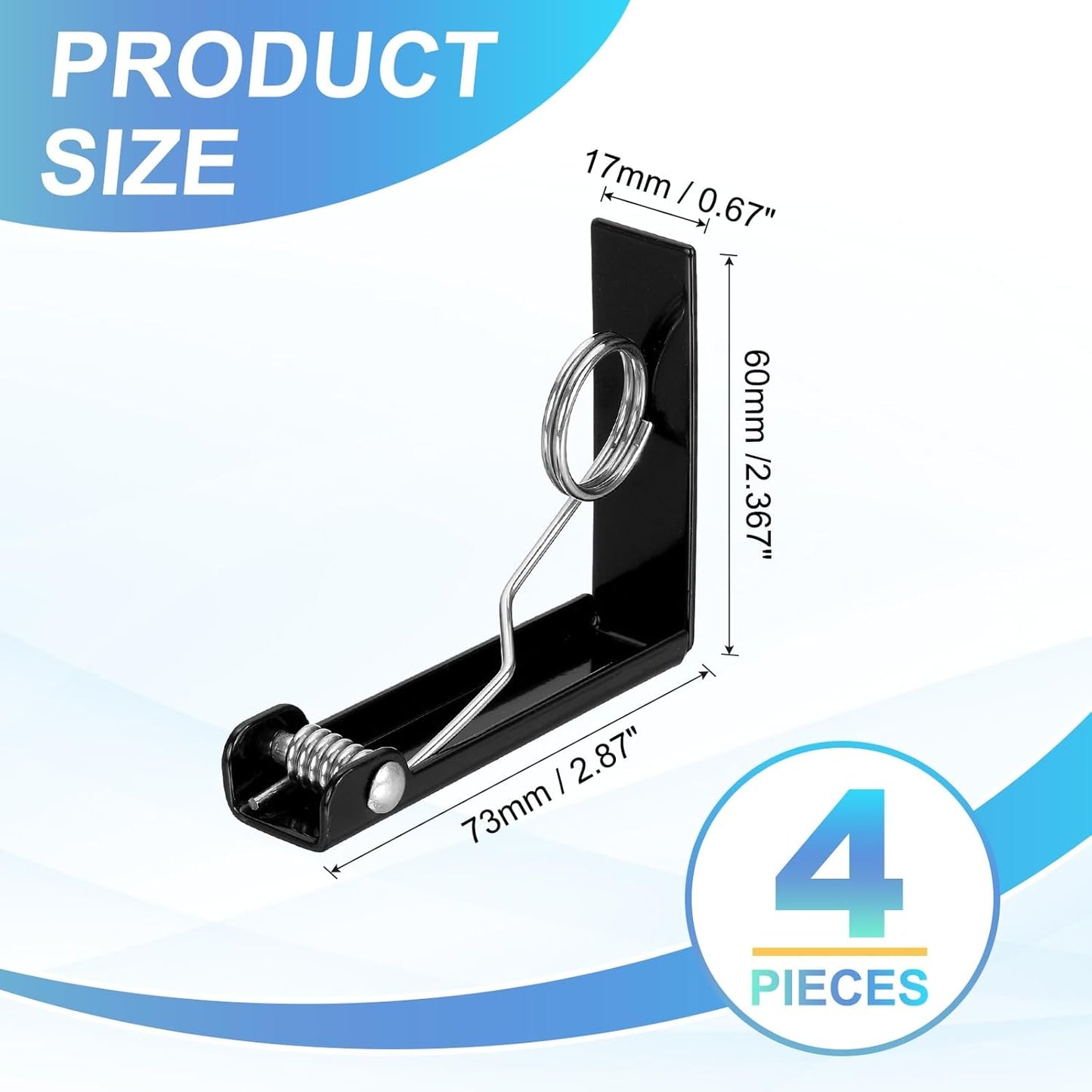 uxcell 4 Pack Tablecloth Clips, Stainless Steel Table Cloth Cover Clamps, 2.87" x 2.36" Windproof Holder Clips for Home Party Picnic Wedding Camping Dining Tables, Black