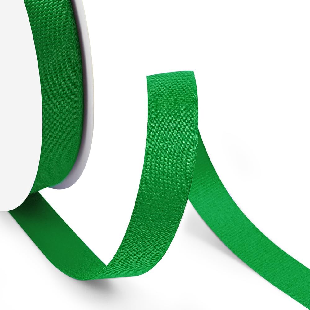 5/8" X 50 Yards Green Grosgrain Ribbon, Premium Grosgrain Ribbon for Sewing, Gift Wrapping, Bow Making, Wedding Decor, Wrapping and More (Green)