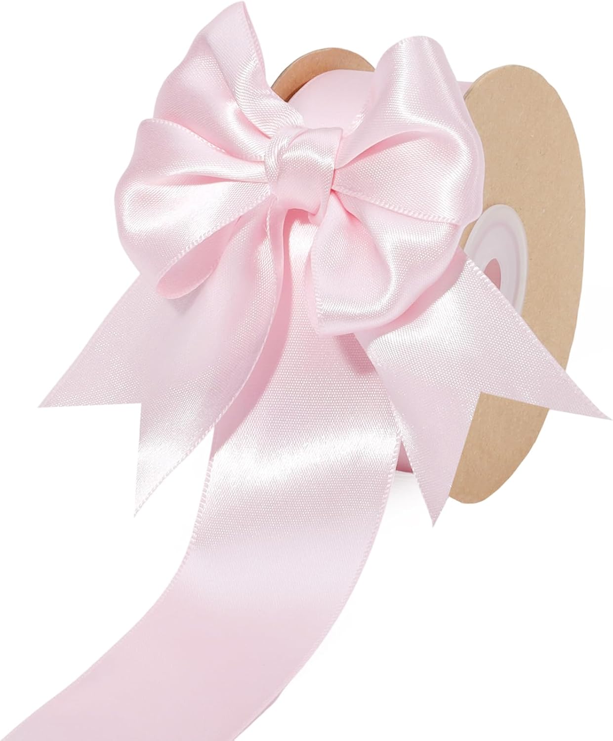 LaRibbons Pink Satin Ribbon 1 1/2 Inch 25 Yards Double Faced Light Pink Silk Ribbon for Flower Bouquet Crafts Gift Wrapping Wedding Party Babyshower Decoration