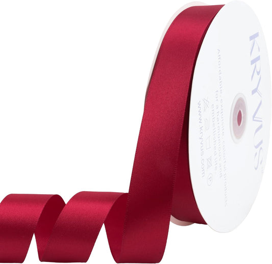 Scarlet Red Satin Ribbon 1 inch X Continuous 100 Yards, Single Face Polyester Ribbon Perfect for Gift Wrapping, Flower Bouquet, Wedding Decor, Crafts, Bow Making, Sewing and More