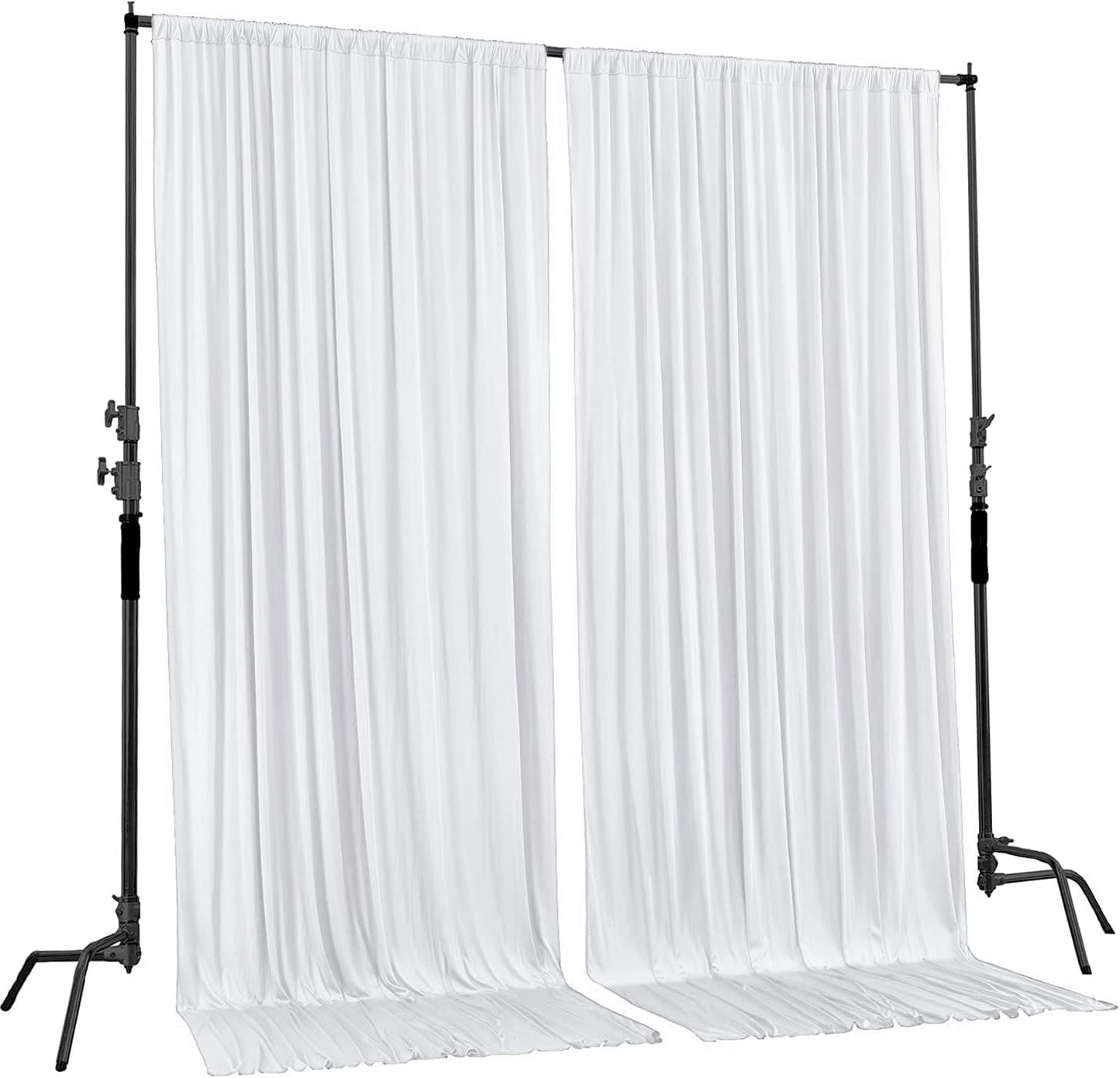 AK TRADING CO. 10 feet x 10 feet Polyester Backdrop Drapes Curtains Panels with Rod Pockets - Wedding Ceremony Party Home Window Decorations - White