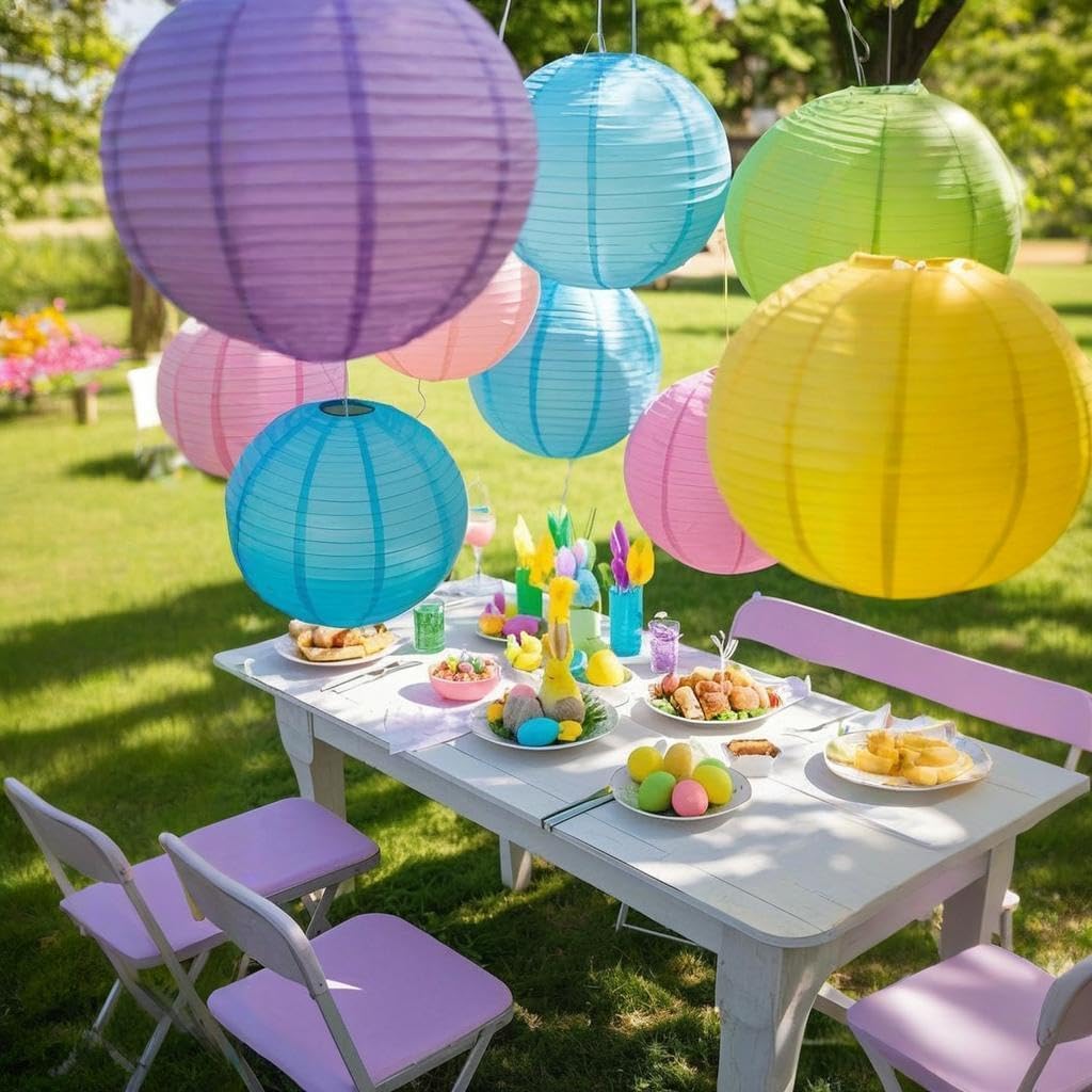 Paper Lanterns Decorative 15pcs Pastel Colorful Theme Party Decorations for Birthday Party Baby Shower Graduation Anniversary Blue Pink Green Purple Yellow Room Hanging Decor