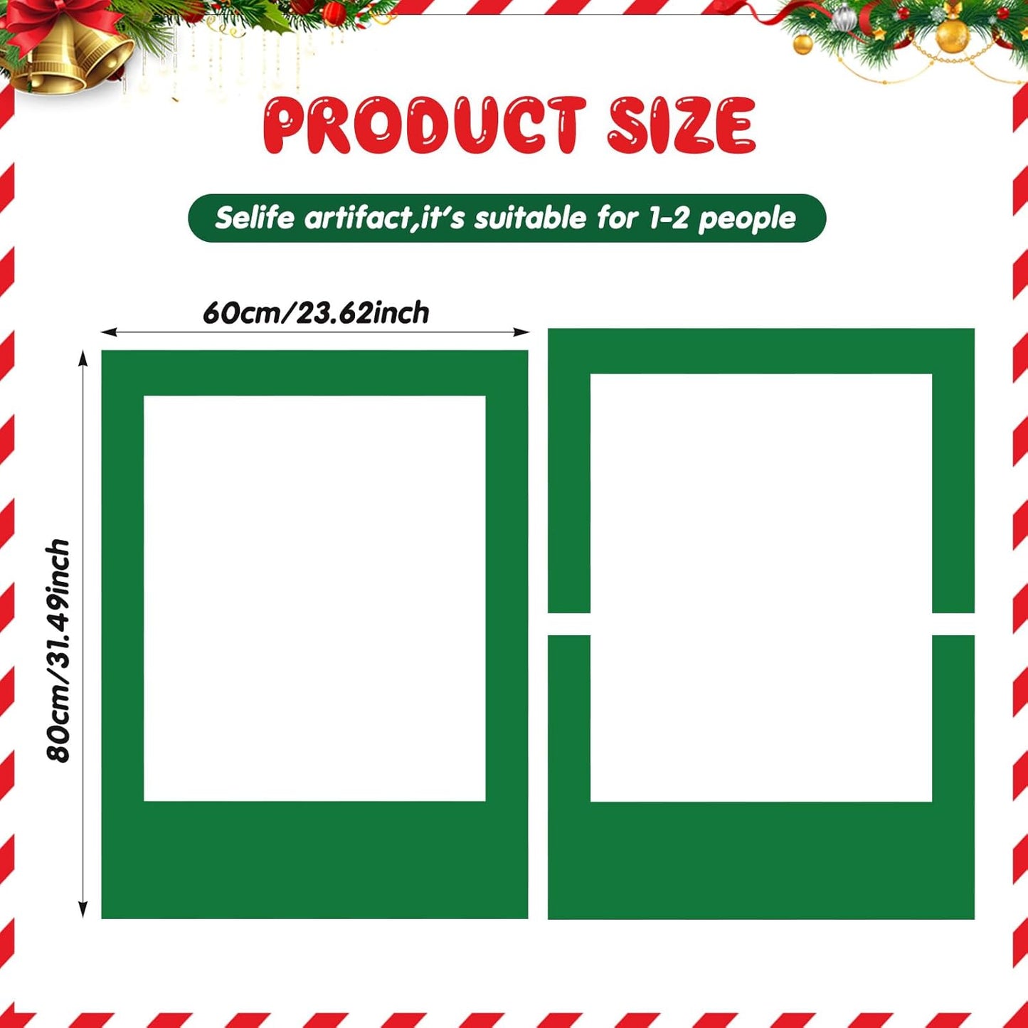 32 x 24 Inch Large Blank DIY Photo Booth Props Picture Frame Party Frame DIY Photo Booth Props Selfie for Halloween Christmas Birthday, Holiday Party(Green,Christmas)