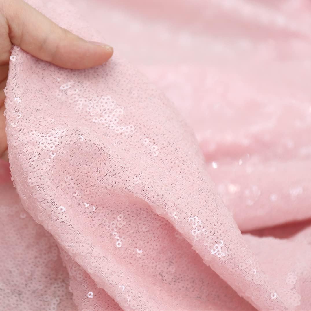 Pink Sequin Backdrop Curtains,2 Panels 2ft x 8ft Sequin Photography Backdrop Curtain for Wedding Party Xmas Decoration, Pink