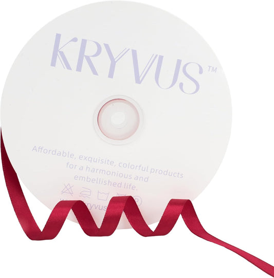 Scarlet Red Satin Ribbon 3/8 inch X Continuous 100 Yards, Single Face Polyester Ribbon Perfect for Gift Wrapping, Flower Bouquet, Wedding Decor, Crafts, Bow Making, Sewing and More