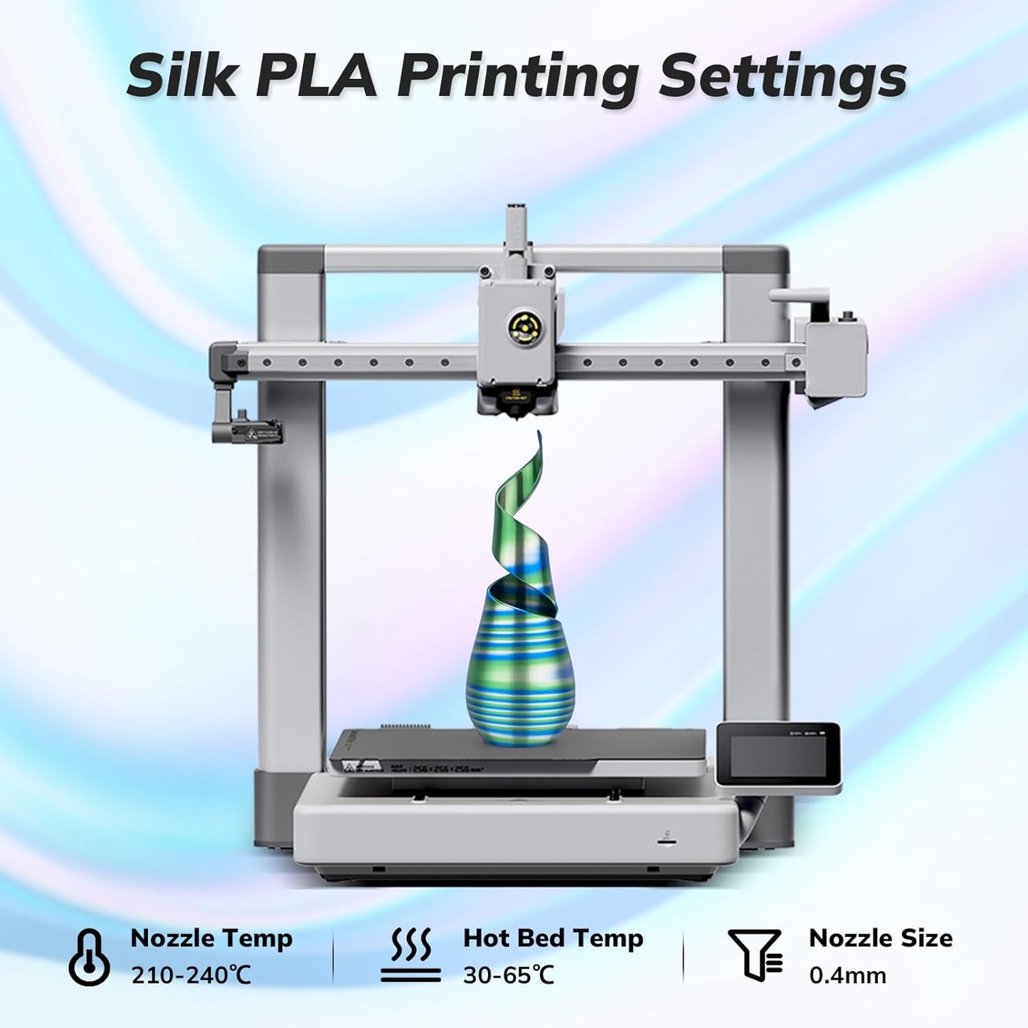 AMOLEN Silk PLA 3D Printer Filament, Shiny Multicolor Rainbow PLA Filament 1.75mm, Fast Color Change PLA 3D Printing Filament for Most FDM 3D Printer, Blue Pink Green, 1kg (2.2lbs)