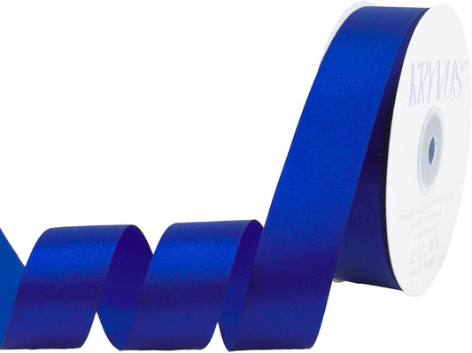 Dark Royal Blue Satin Ribbon 1 inch X Continuous 50 Yards, Single Face Polyester Ribbon Perfect for Gift Wrapping, Flower Bouquet, Wedding Decor, Crafts, Bow Making, Sewing and More