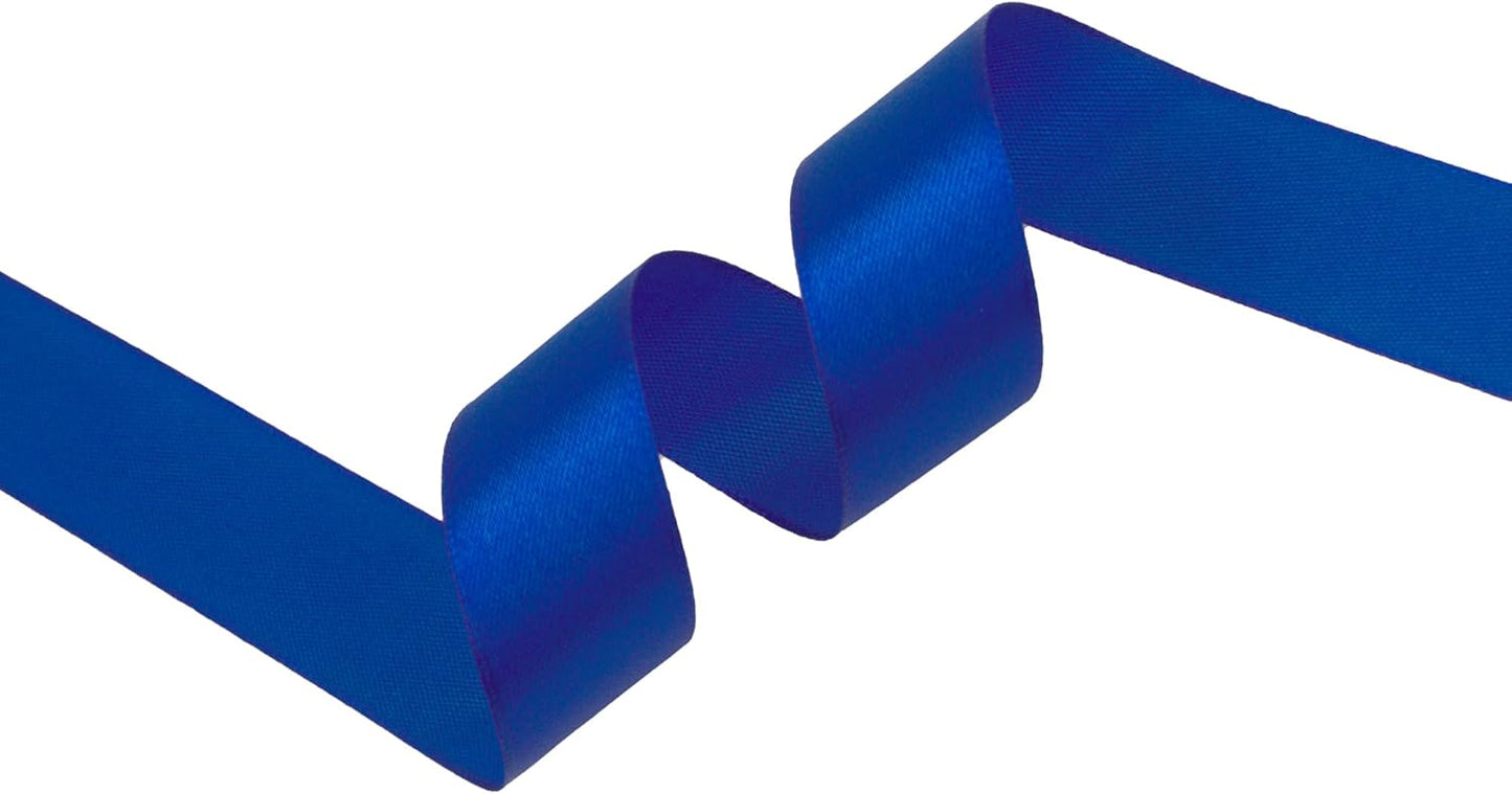 Dark Royal Blue Satin Ribbon 1 inch X Continuous 50 Yards, Single Face Polyester Ribbon Perfect for Gift Wrapping, Flower Bouquet, Wedding Decor, Crafts, Bow Making, Sewing and More