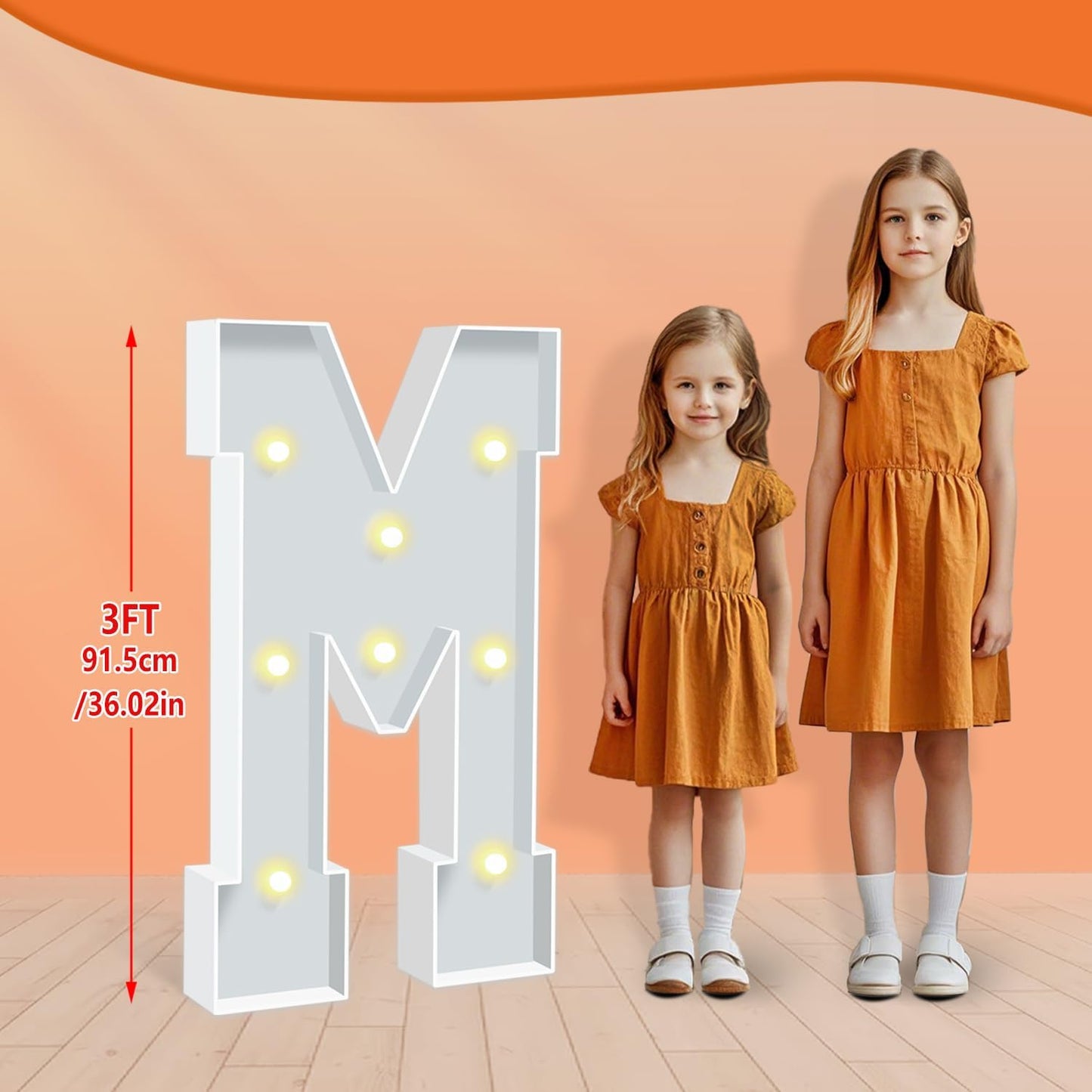 3FT Marquee Light Up Letters M, Warm White Light Up Letter, Large Marquee Letter Sign for Birthday Party Wedding Proposal Marry Me Decor