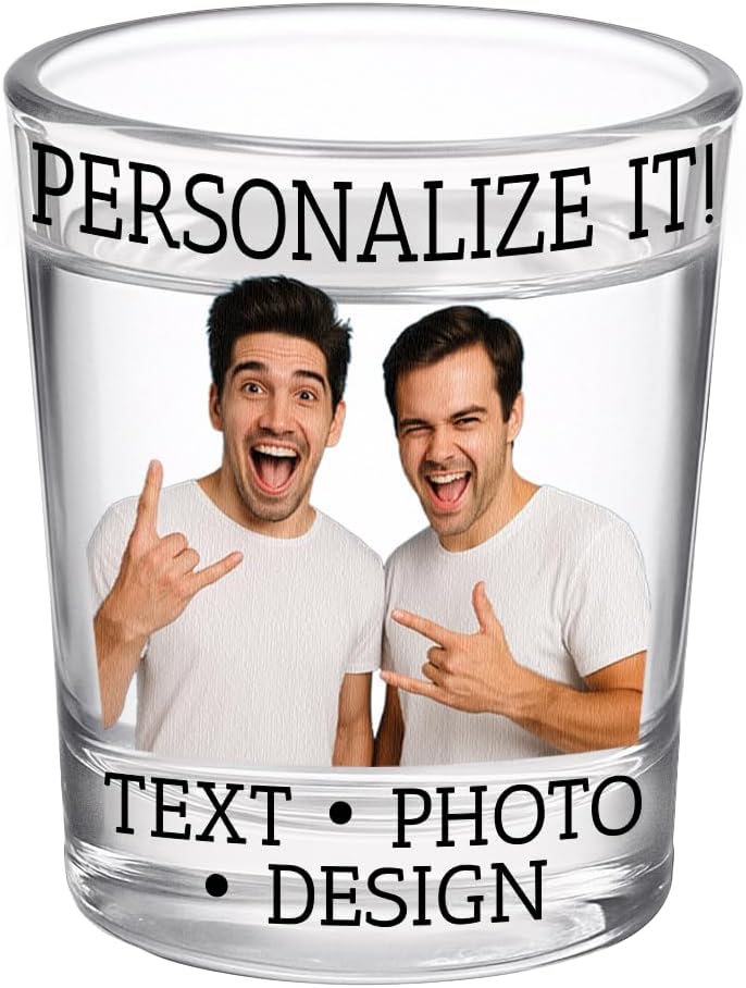 Groomsmen Custom Shot Glass 2.5oz, Picture Wedding Party Gift, Personalized Best Man or Officiant Glass, Custom Printed Photo Groomsman, Bachelor Party