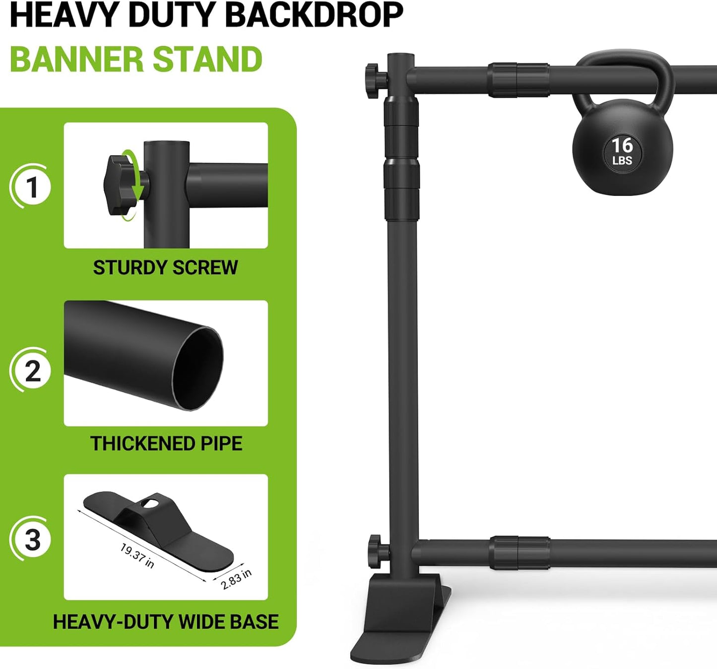 10 x 8 Ft Heavy Duty Backdrop Banner Stand, Adjustable Photo Background Support Frame Kit, Backdrop Stand for Parties Birthday Party Baby Shower Wedding Decorations