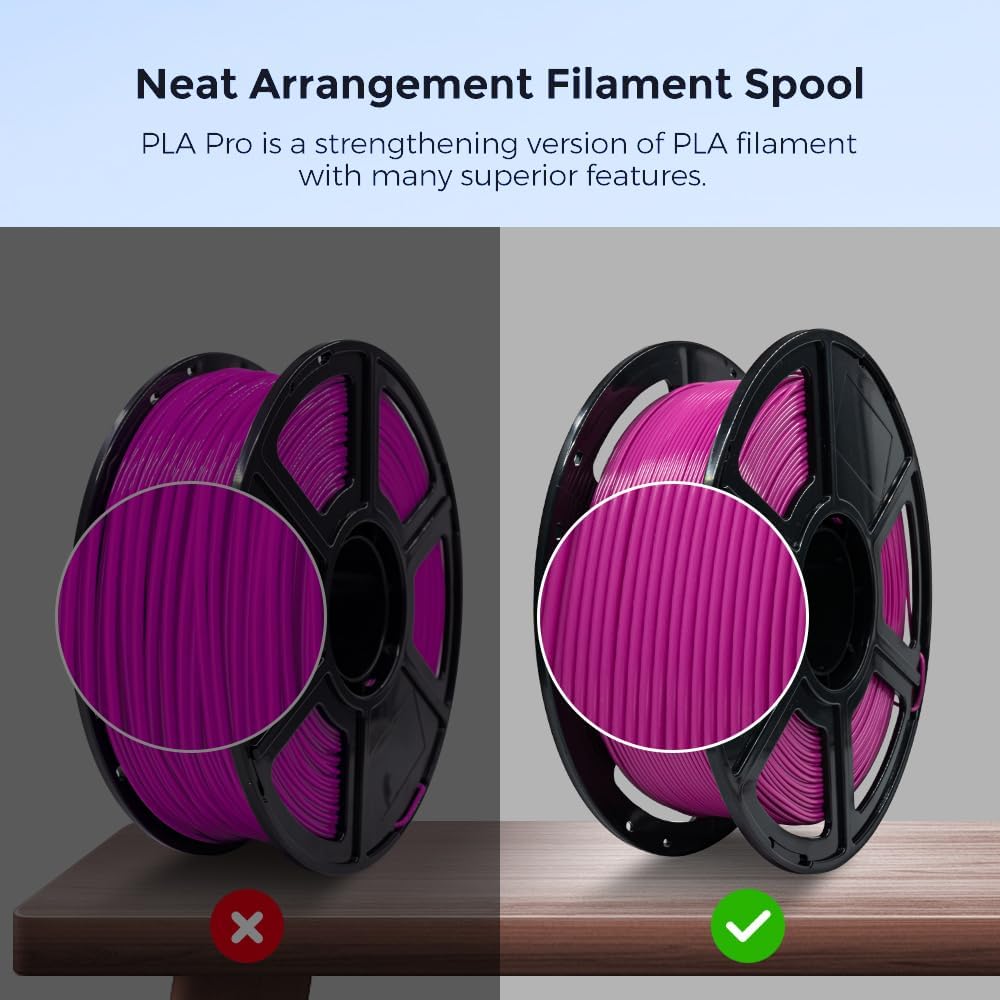 FLASHFORGE 3D Printer Filament, PLA PRO Filament 1.75mm, 1KG Spool (2.2lbs), Dimensional Accuracy +/- 0.02mm for FDM 3D Printers, Better Tenacity & No Knotting (Rose)
