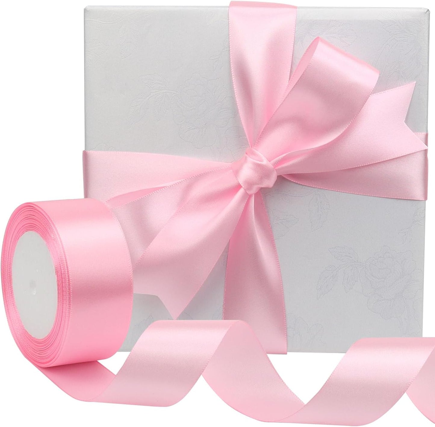 Pink Solid Satin Ribbon 1-1/2 Inch 25 Yards Solid Polyester Fabric Ribbon for Gift Wrapping Wedding Christmas Baby Shower Birthday Party Decoration Handmade Immortal Flower Craft