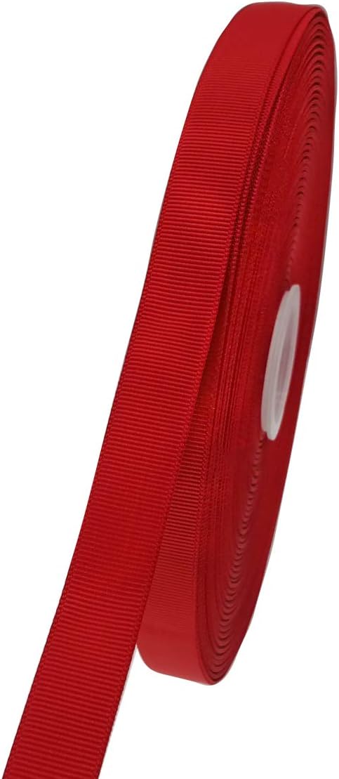 Jesep One Roll 100 Yards 5/8" Soild Grosgrain Ribbon Boutique Gift Wrapping Package Ribbon, DIY Crafts Bow Hair Headband Accessories Assorted Ribbon#235 (5/8" 15mm, Red)