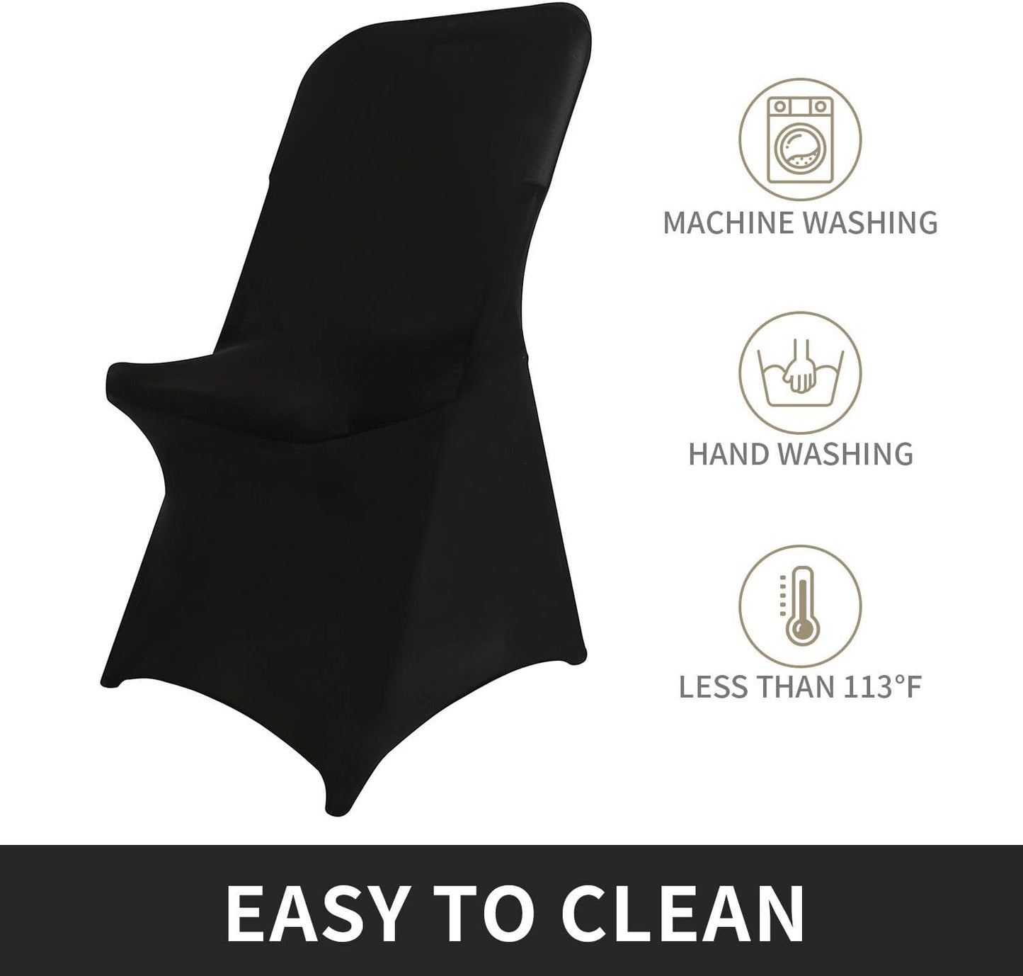 Peomeise Stretch Spandex Folding Chair Cover for Wedding Party Dining Banquet Event (Black,6pcs)