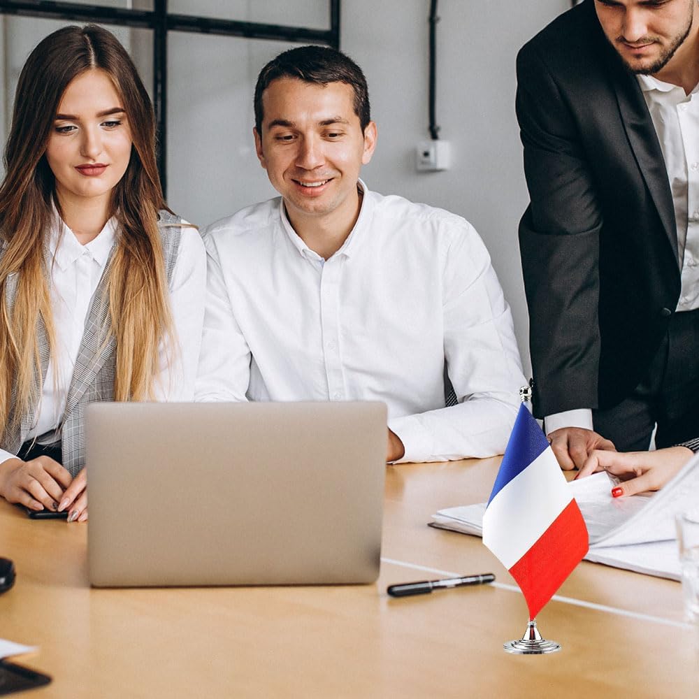 France Flag French Flags, Small Mini French Desk Flag, Used for Table Office Classroom Home Patriotic Events Decorations