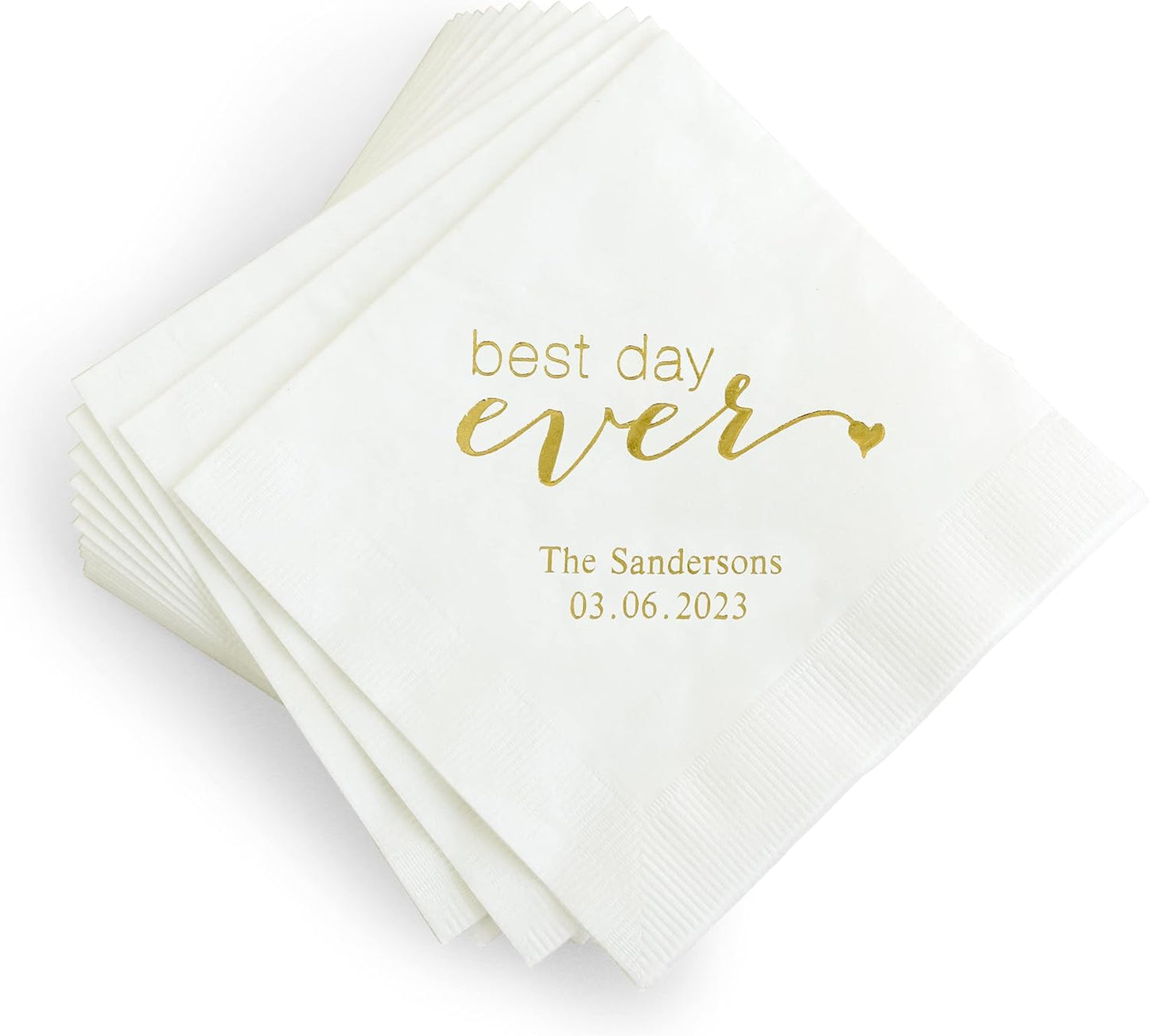 Weddingstar Personalized Printed Paper Napkins 3-Ply 50 Pack - Cocktail White