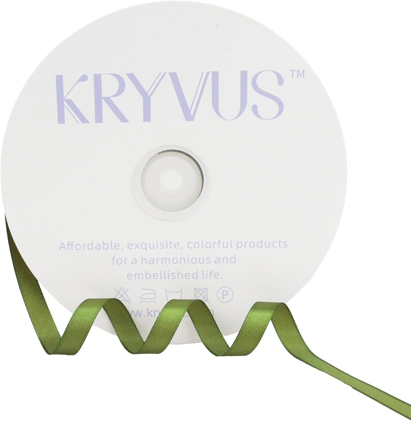 Olive Green Satin Ribbon 3/8 inch X Continuous 100 Yards, Single Face Polyester Ribbon Perfect for Gift Wrapping, Flower Bouquet, Wedding Decor, Crafts, Bow Making, Sewing and More