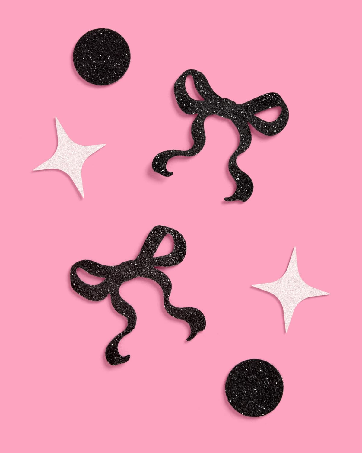 xo, Fetti Black Bow Glitter Confetti - 200 pc | Bachelorette Decorations, Birthday Table Decor, Gothic Party Supplies, Emo Shower Tablescape