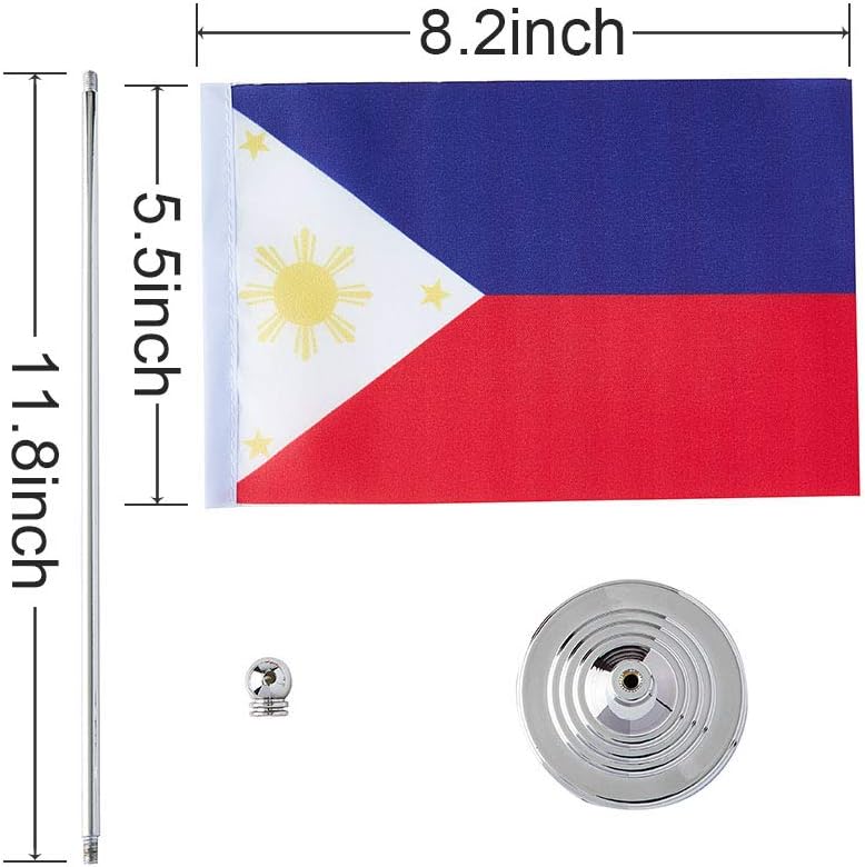 Philippines Flag Philippine Flags, Small Mini Philippine Desk Flag, Used for Table Office Classroom Home Patriotic Events Decorations