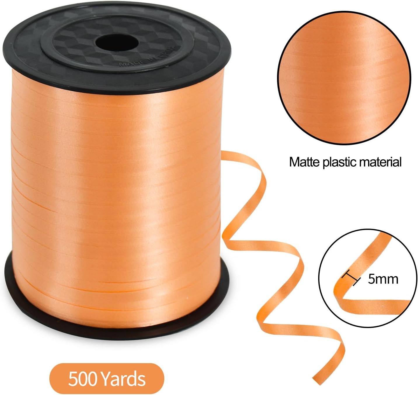 TONIFUL 500 Yards Curling Ribbon-Balloon Ribbon-Balloon String for Art&Craft Decor,Gift Wrapping,Ribbons and Bows for Christmas New Year Halloween Birthday Gifts Graduation Supplies (Orange)