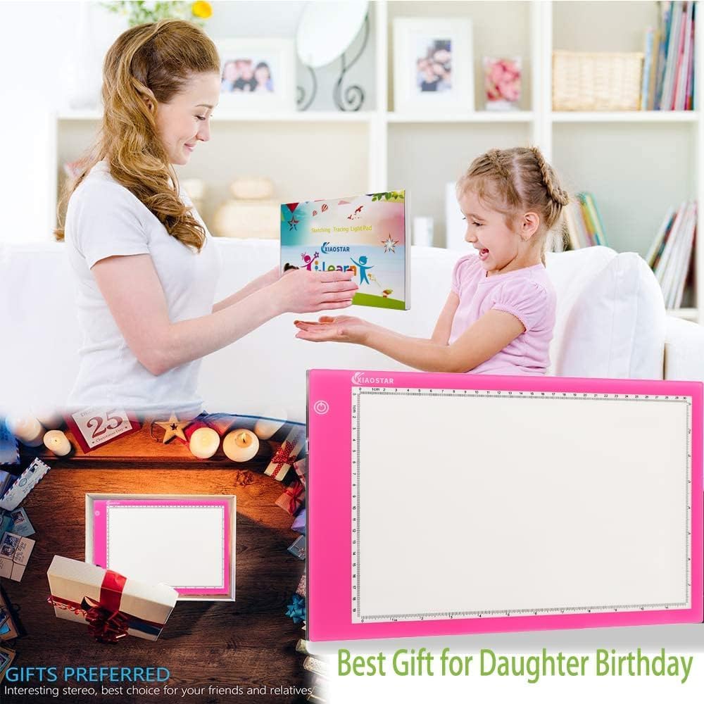 Light Box Drawing A4,Tracing Board with 3 Brightness Adjustable for Artists, Animation Drawing, Sketching, Animation, X-ray Viewing (Red)