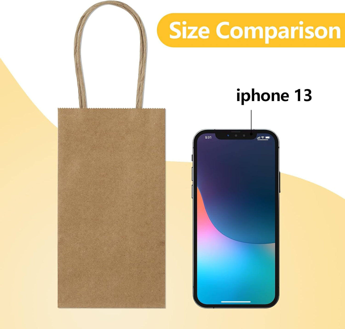 BagDream 50 Pack 3.5x2.4x6.7 Inches Small Kraft Paper Gift Bags with Handles Bulk Mini Party Favor Bags Candy Bags 100% Recyclable Brown Paper Bag