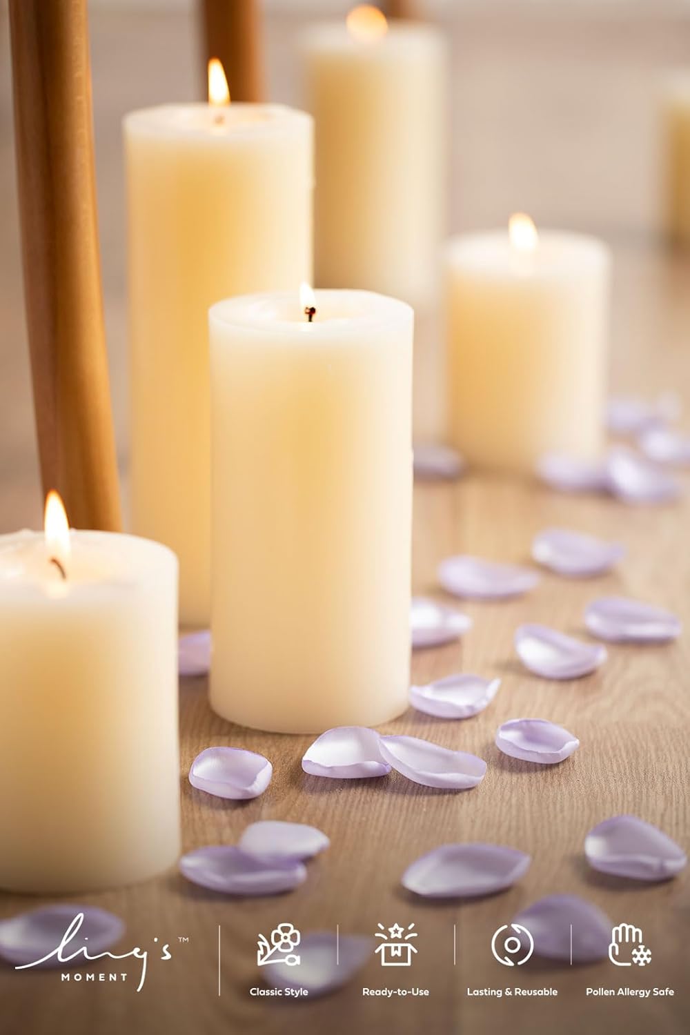 Ling's Moment 200pcs Rose Petals, Silk Flower Petals for Wedding/Aisle/Flower Girl Baskets/Table Centerpiece Décor,etc.Purple