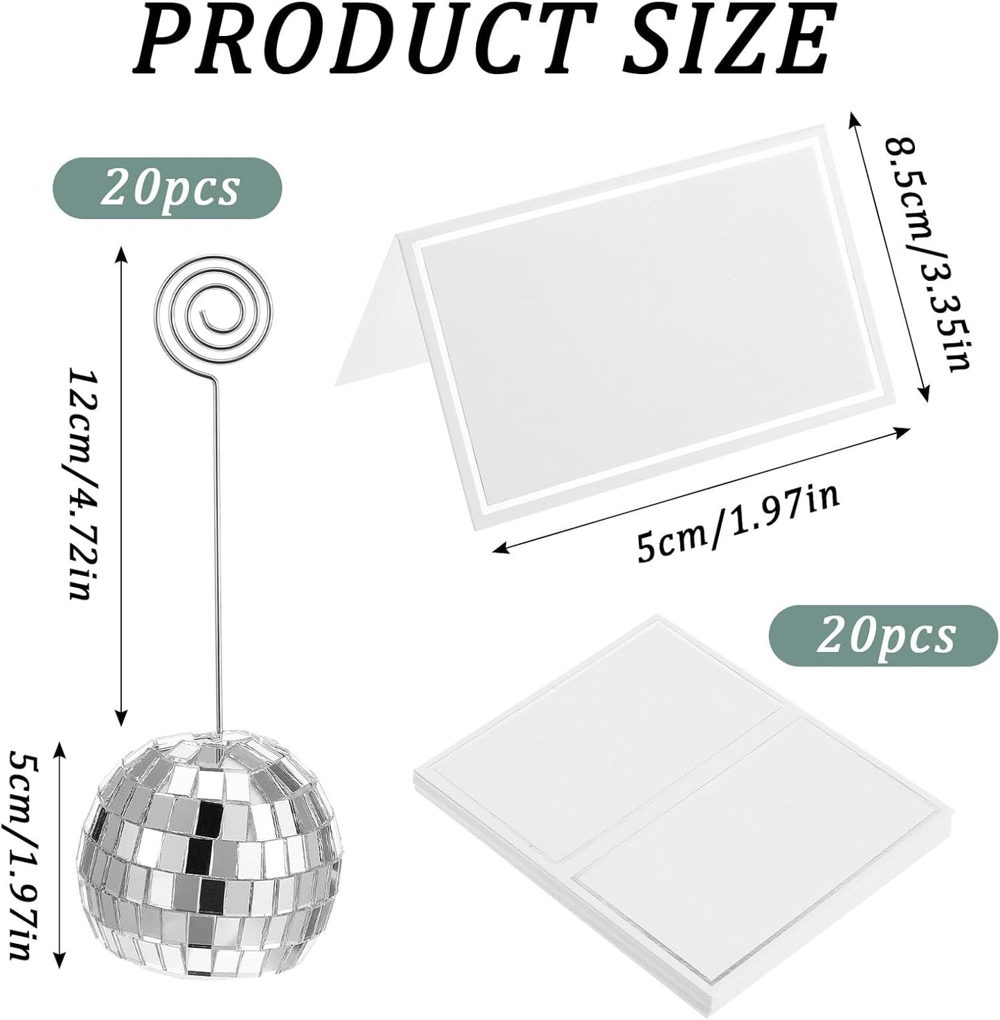 60 Pcs Disco Ball Table Number Holder, Place Card Holders, Tables Cards Photo Picture Display Numbers Stand Clips, for Wedding Birthday Disco Halloween Party Decorations