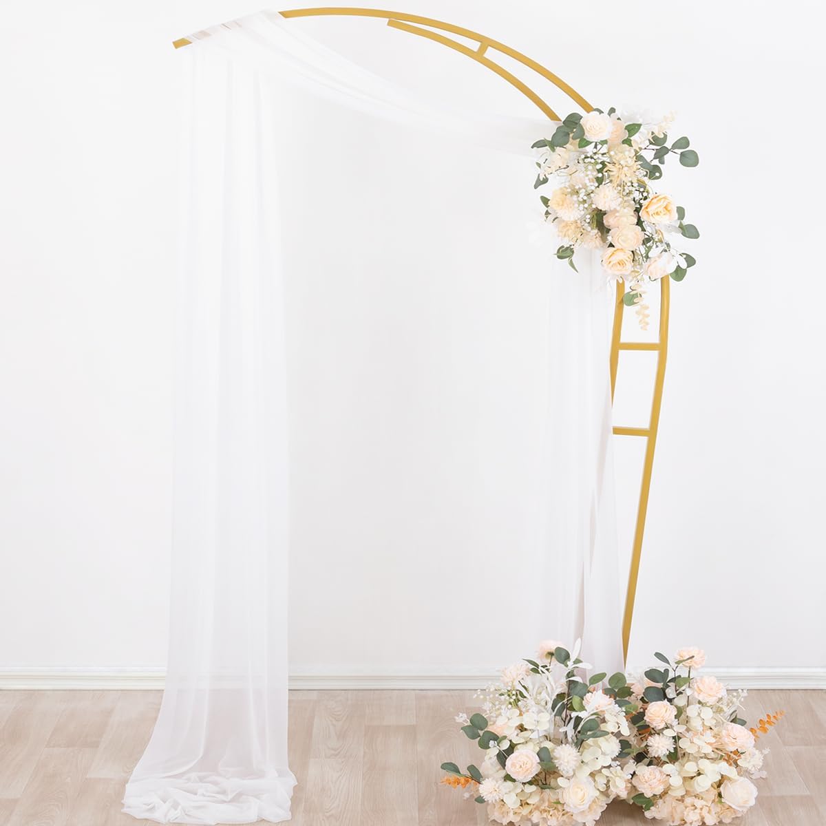 Socomi White Sheer Wedding Arch Draping Fabric 29" x 20Ft 4 Panels Outdoor Curtain Drapes Extra Long for Bridal Baby Shower Ceremony Birthday Party Decor